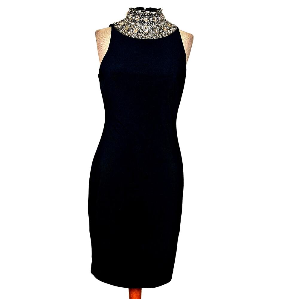SLNY Black High Neck Bodycon Dress Size Small New with Tag